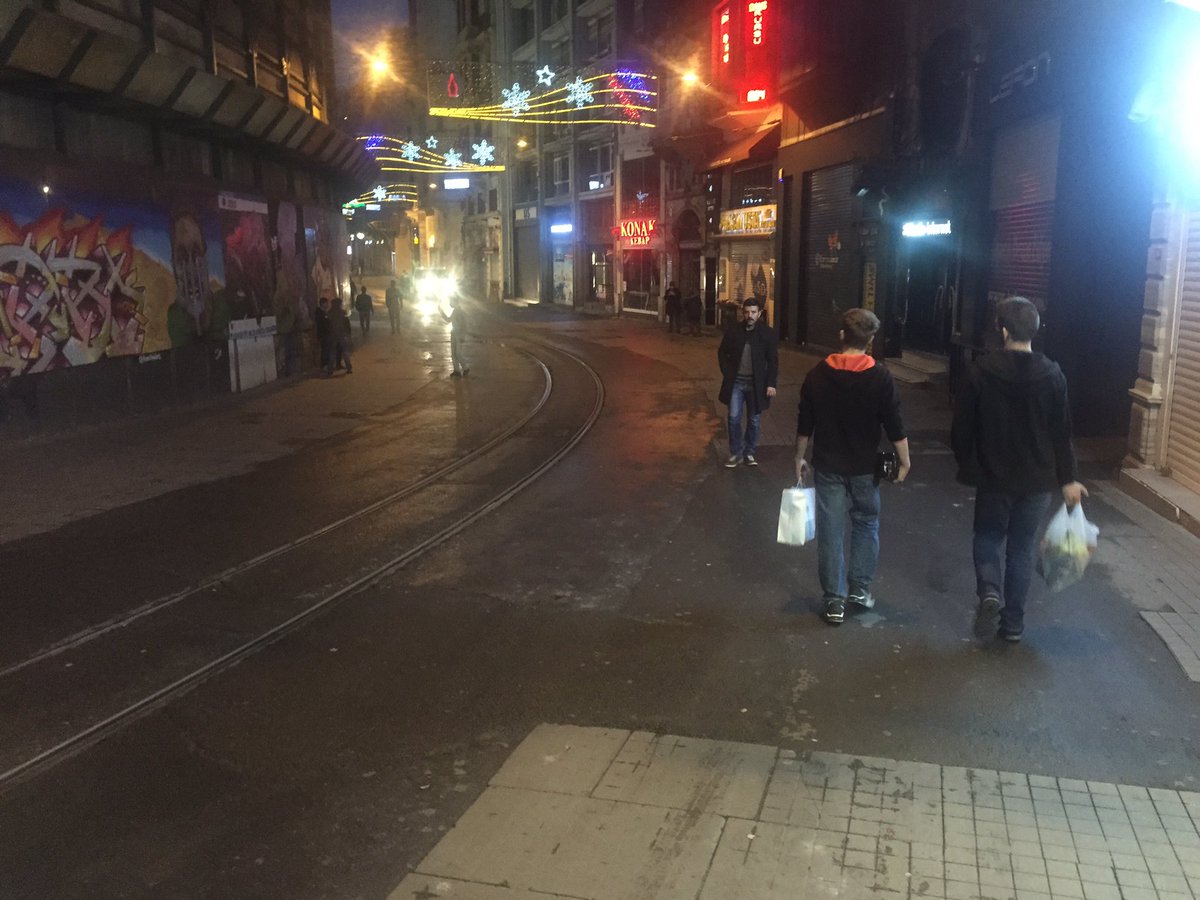 rschuddeboom's tweet photo. This evening #Istiklal was reopened by authorities, but remained eerily quiet. Went out for grocery with my boys. https://t.co/2foDsOmWOr