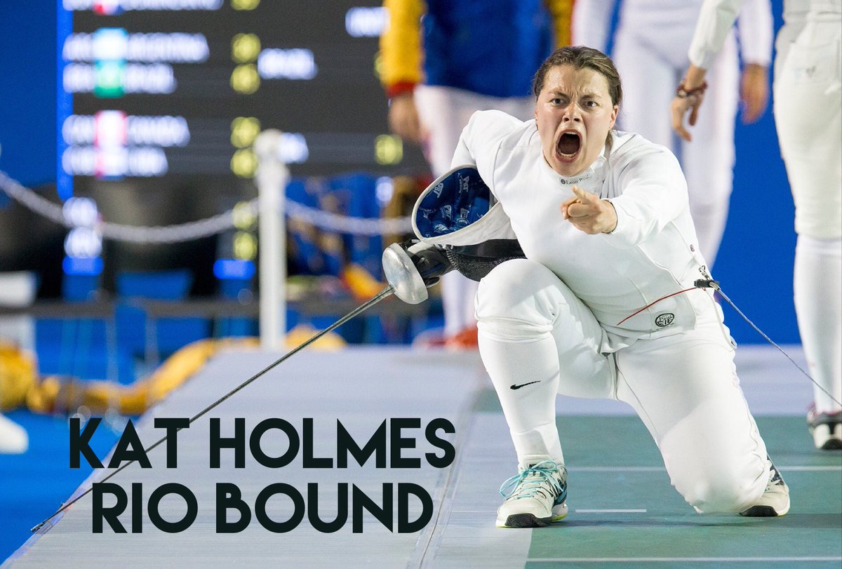 USAFencing's tweet photo. Kat Holmes has QUALIFIED for @TeamUSA! Holmes will fence ind. &amp; team women's épée at the Rio Olympic Games! https://t.co/8kOQ8VVD8s