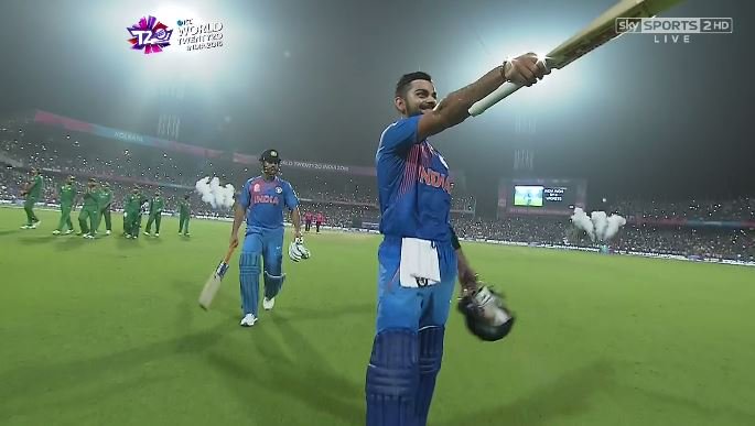 SkyCricket's tweet photo. #IND win!
Kohli leads them past #PAK
#WT20 
Reaction on SS2 now or here:
https://t.co/AzTl0CIyUQ https://t.co/rSDHZhnnSA