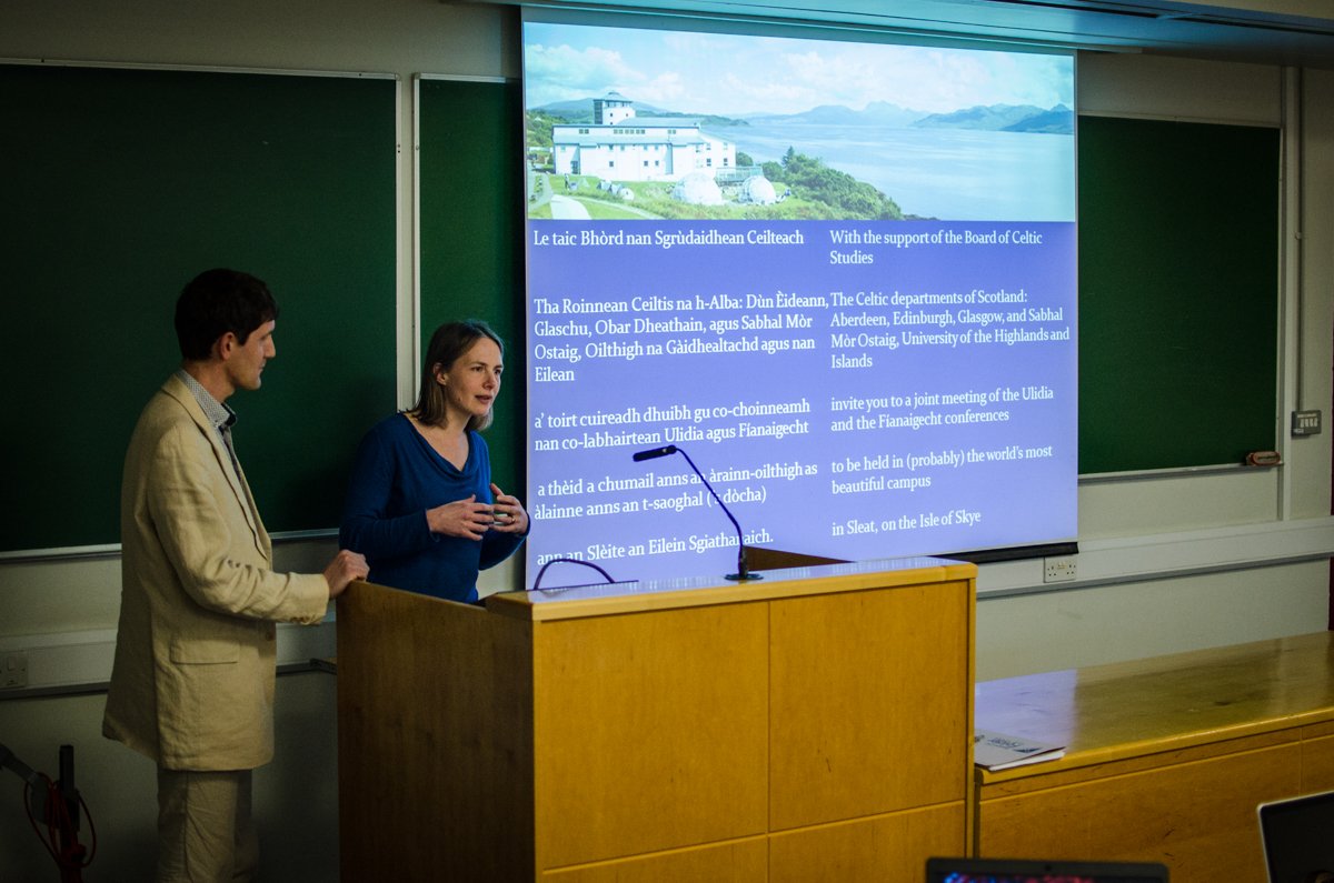 Ulidia5's tweet photo. Abigail Burnyeat &amp; Ralph O'Connor presenting plans for Ulidia 6 in Scotland (Isle of Skye). https://t.co/xZZ4tqYoeg