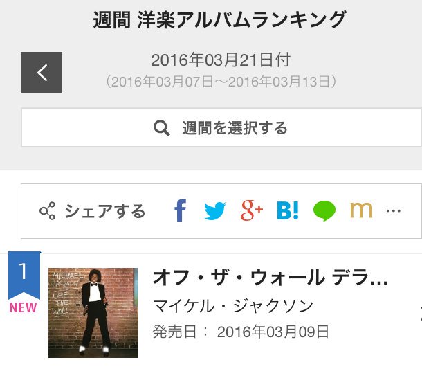 YES #MJOTW2016 #MichaelJackson debut at number one on oricon
chart in Japan
wow. congrats!
oricon.co.jp/rank/wa/w/2016…