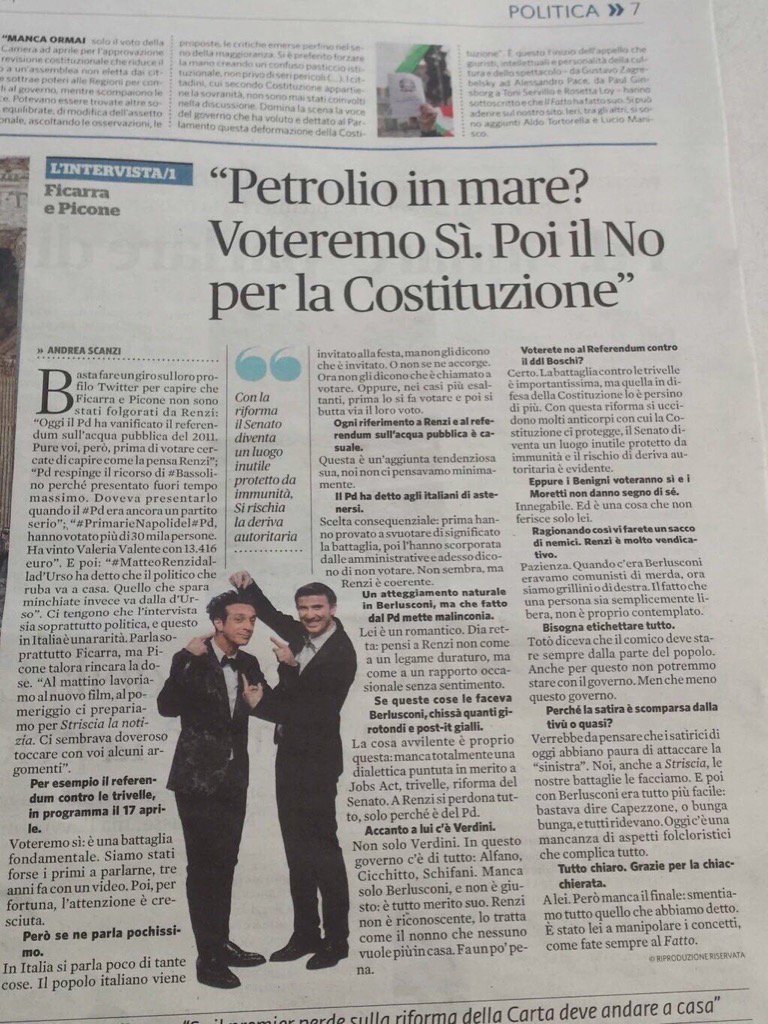 micheleemiliano's tweet image. Il disastro del Pd nazionale sulle trivelle. Abbiamo contro praticamente tutto il mondo dell'arte e del cinema.