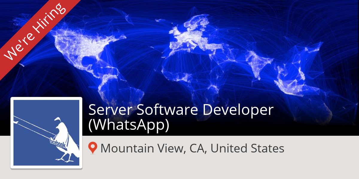 CSReferrals's tweet image. #Facebook: #Server #Software Developer (WhatsApp) in #MountainView #job workfor.us/fbengineering/…