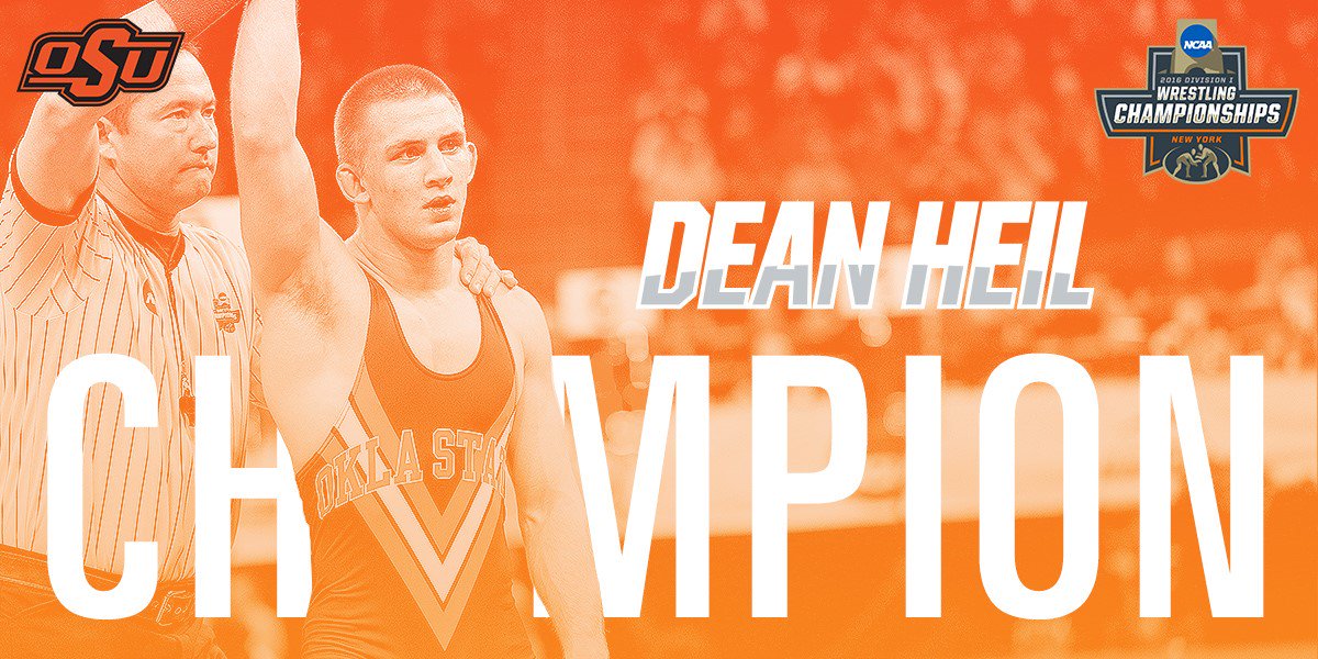 CowboyWrestling's tweet photo. 141: Dean Heil is your 141-pound national champion!!!! #okstate #WrestleNYC https://t.co/WkmMZ8IyJI