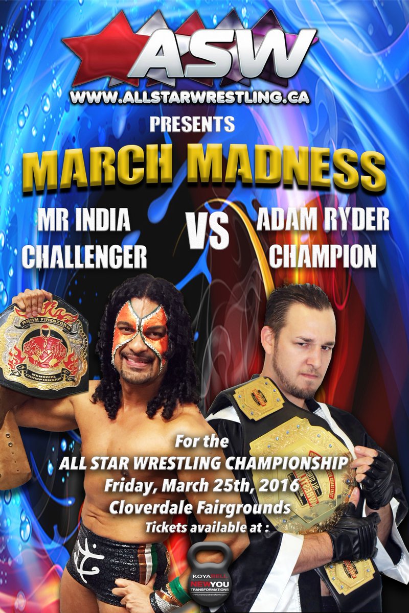 This Fri night! Grab your tickets at Koyabell in New West! #aswcanada #misterindiawrestling #newyoutransform