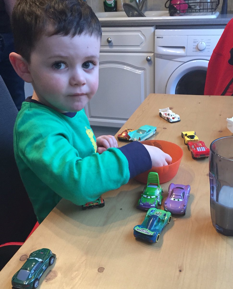 sara_s85's tweet photo. party at the table with all his cars, 2 weeks today its party time for @sallymorgie #30 #singforsal @GaryBarlow 🙏🏼 https://t.co/kw9UeQOOov