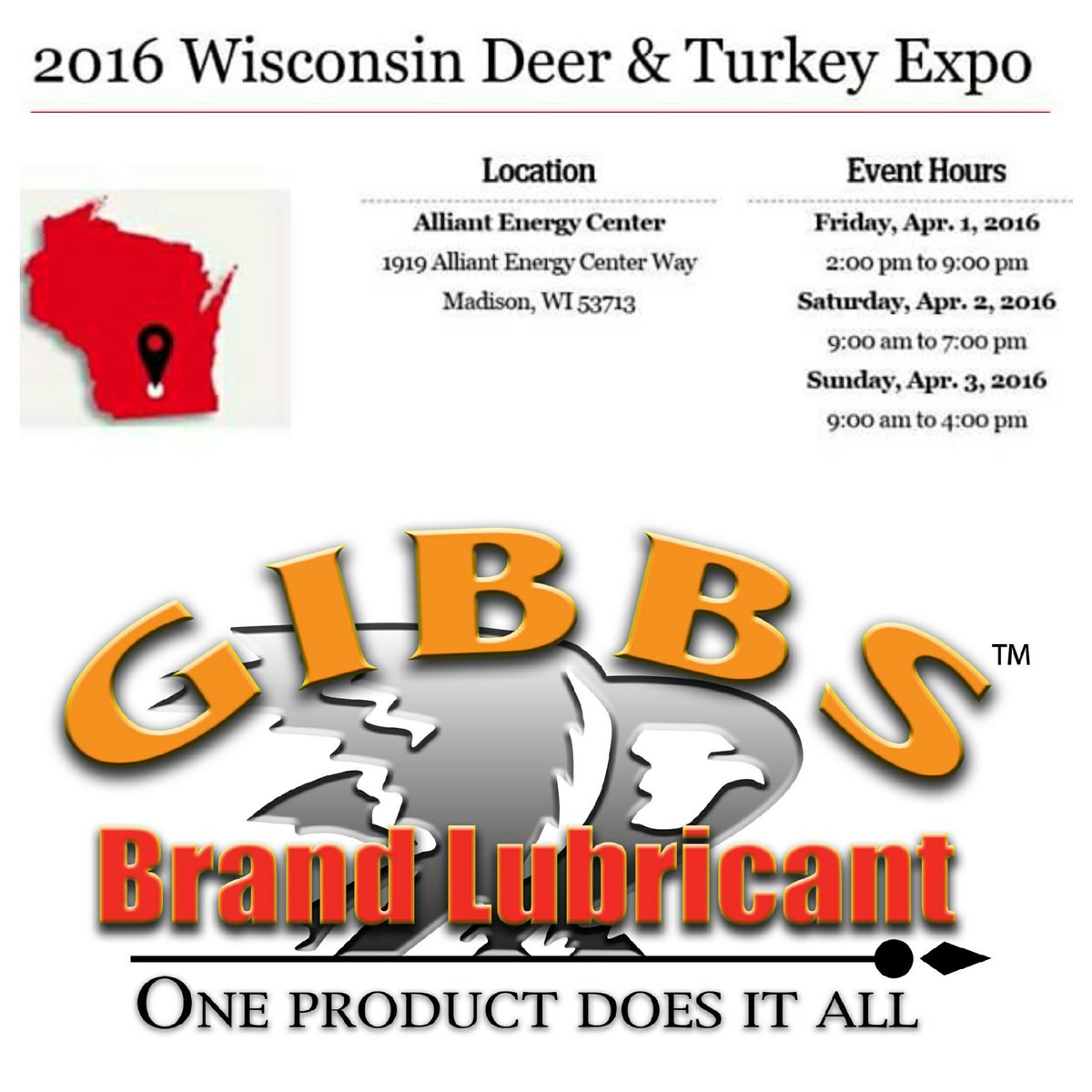 SmartTargetsLLC's tweet photo. Come pick up some Gibbs Brand Lubricant Booth 1228 @Smart_Targets @BeckyLouOutdoor @ZBSouthernGrind  @CamoEsScents https://t.co/wHLAsFyADM
