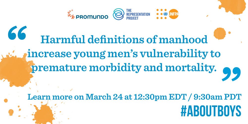 equimundo_org's tweet photo. Learn more! Chat #AboutBoys, gender norms &amp; equality with @Promundo_US @TheRepProject @UNFPA 3/24 at 12:30pm EDT. https://t.co/6Gnqoy7IR4