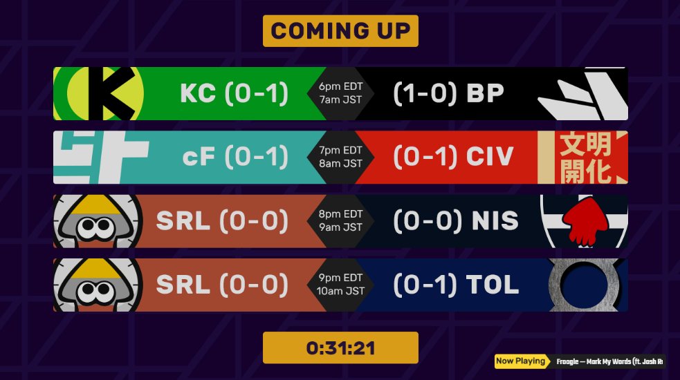 EndGame_TV's tweet photo. The #eSPL broadcast IS UP and matches start in 30 minutes! Great matches to come! #Splatoon https://t.co/683s8WbNdO https://t.co/33JVh3h9iH