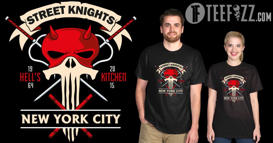 "Street Knights"
$10 til 3/21
Here at: bit.ly/1MfYxRp 
#daredevil #punisher #marvel 
#tshirts #deals