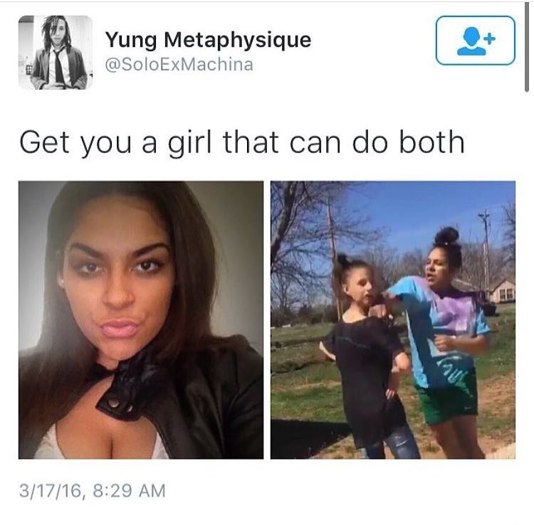 unrulycurlss's tweet photo. when I tell y'all I'm done with Twitter πππ #getyouagirlthatdoboth https://t.co/cbjxuIvZQk