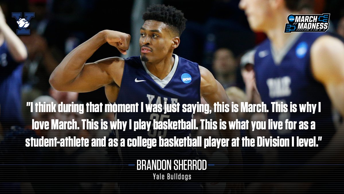 MarchMadnessMBB's tweet photo. Despite the loss, Yale's Brandon Sherrod said #MarchMadness has been a dream come true. https://t.co/jl6BJj0liS