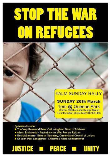 ASRC1's tweet photo. #BRISBANE it's Palm Sunday Rally for #Refugees today at 1pm!

Walk for Justice. #LetThemStay https://t.co/6vltB54lr4
