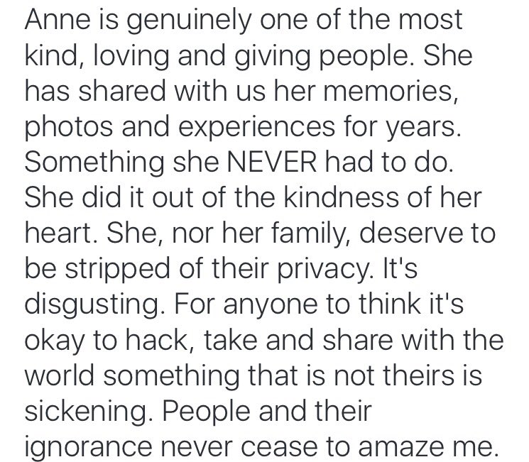 WomenOf1D's tweet photo. And just because the STOLEN photos,are out there already, it does NOT make it okay to repost. #RespectForAnne β€οΈ https://t.co/tcelXqXWNb