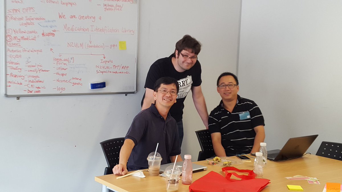KarenJDay's tweet photo. Understanding meds doing finishing touches #hacknz2016 https://t.co/jTZUlVD7wI