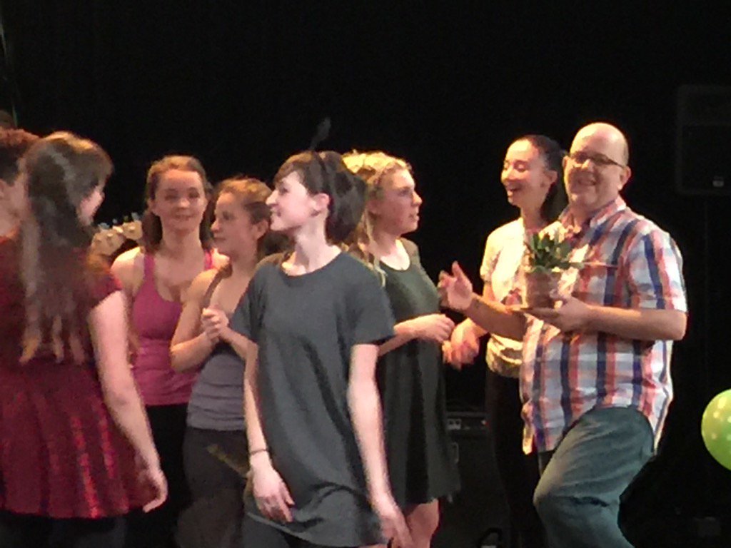bill_falls's tweet photo. Professor Besaw is honored by his performers prior to the last performance. #dancinguphill #UVMcas https://t.co/TVsEwEMrlM