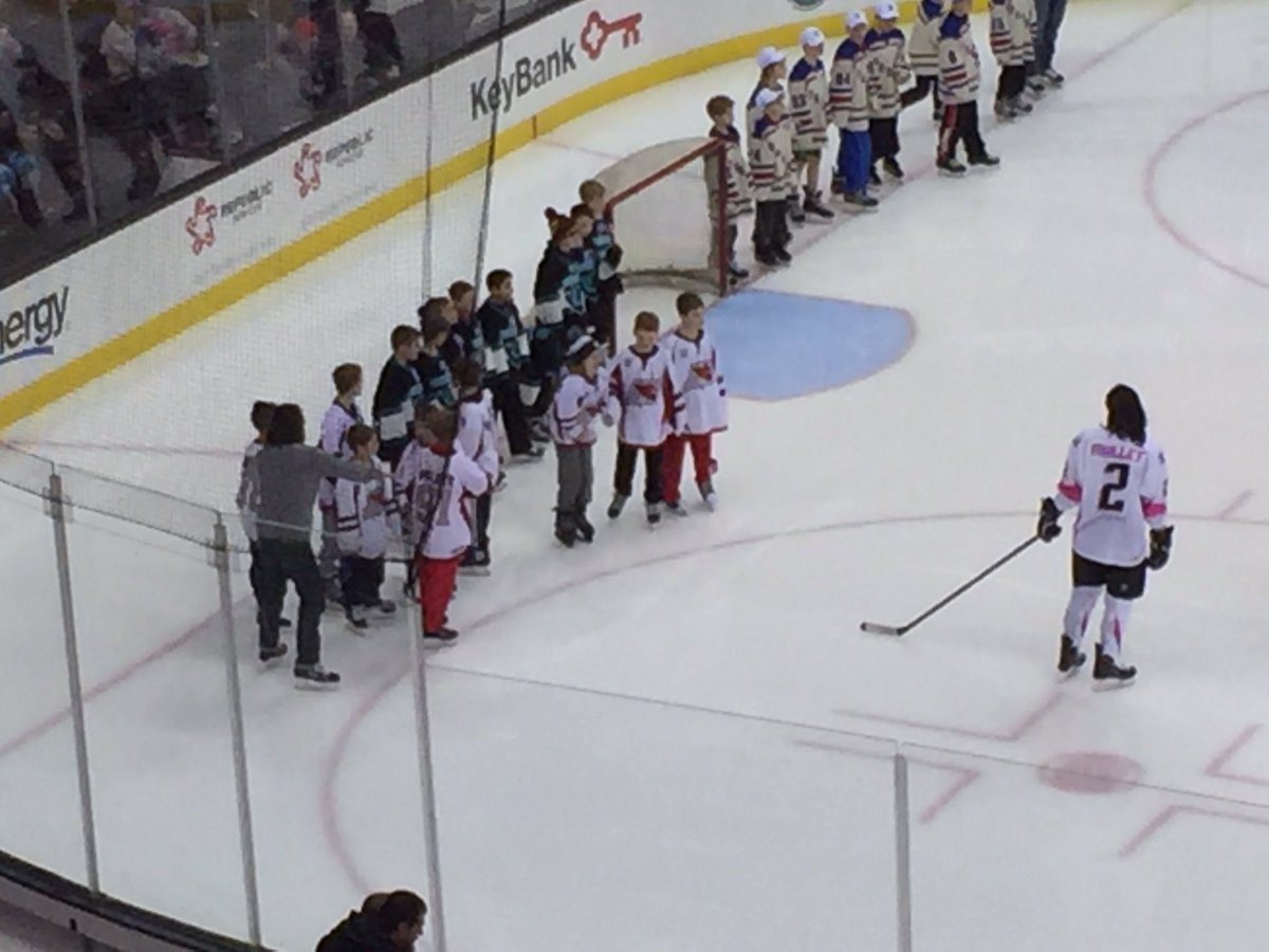 MentorSuper's tweet photo. Mentor Youth Hockey being recognized tonight @TheQArena before the @LGHL_Monsters game. #OnceACard @mentorhockey https://t.co/hSTUEDDKbx