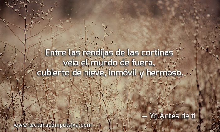 Pasiondeleer's tweet photo. Veía el mundo de fuera, cubierto de nieve, inmovil y hermoso #YoAntesDeTi 
► https://t.co/AzEkvibM1e https://t.co/a6ncLTv3zc