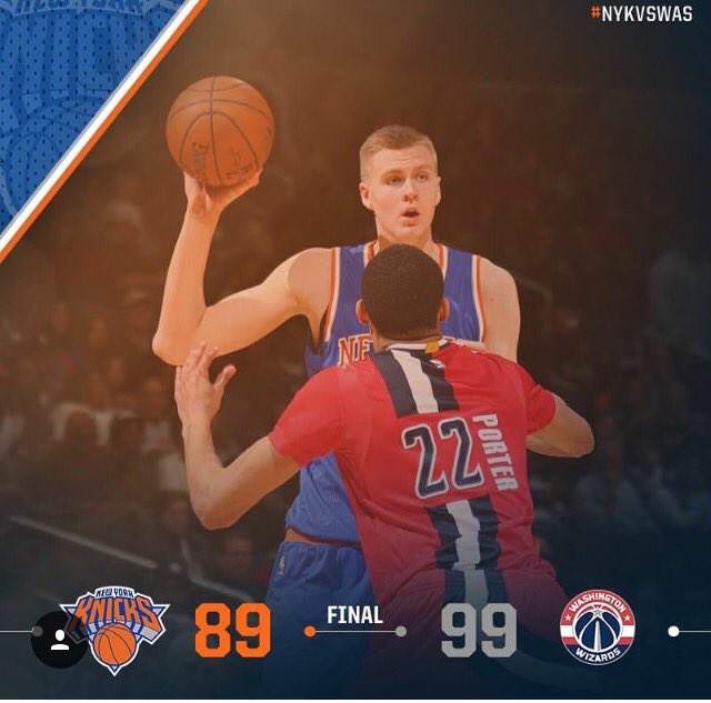 SPORTalkKnicks's tweet photo. Melo and KP combine for 40! but it isn't enough as the #Knicks blow an 18 point lead to lose by 10. #NYKvsWIZ https://t.co/AnS2IX8xxB