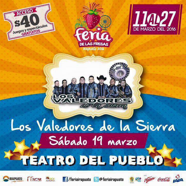 WEricel's tweet photo. Hoy toca en Irapuato en la Feria de las Fresa  con @losvaledores  asiste y diviertete con sus mas grandesExitos#TOUR https://t.co/zlTkAJc2xU
