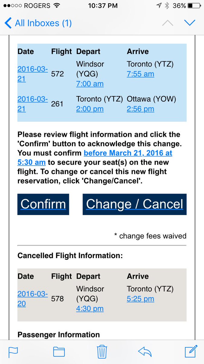 ShayneYoung86's tweet photo. @porterairlines What the hell! I need to be at work 8 am Monday. This needs to be fixed. VERY DISSAPOINTED. https://t.co/UnLr2NHcAi