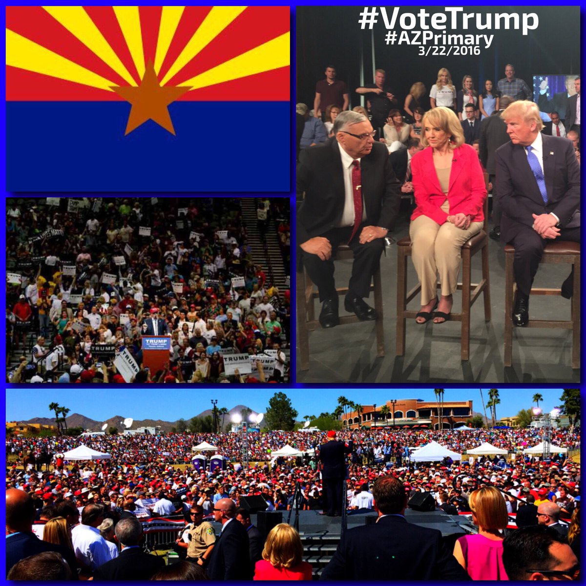 realDonaldTrump's tweet image. THANK YOU ARIZONA! Get out and #VoteTrump on Tuesday! #AZPrimary 
#MakeAmericaGreatAgain #Trump2016