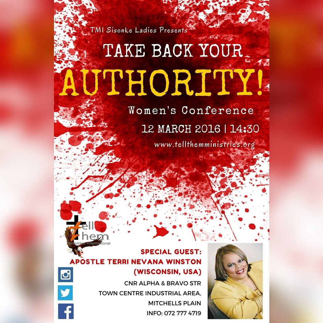 Tellthem_Int's tweet image. TAKE BACK YOUR AUTHORITY!!! 
Saturday, 12 March 2015
14:30 
#tellthemministries #followus