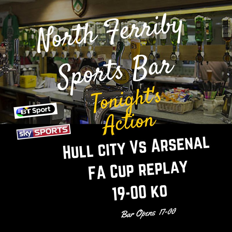 bar_nfu's tweet photo. Tonights big FA CUP replay Hull City Vs Arsenal will be our game tonight at the Sports Bar. Bar opens 5PM. https://t.co/alqch3brSR
