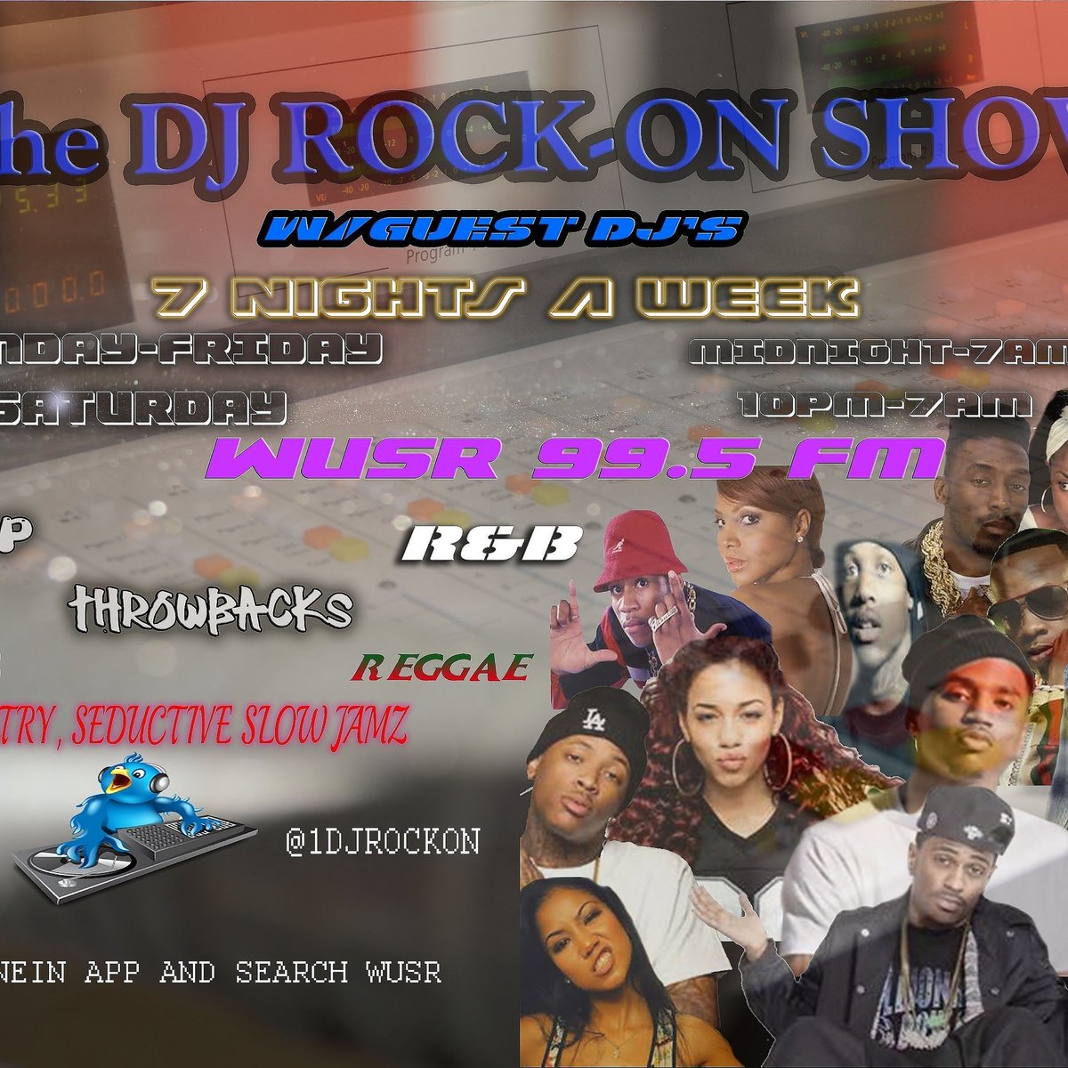 1DJROCKON's tweet photo. Midnight until 7am old school n classic r&b jamz. 70's-90's tunein. .#music #wusr #99.5 #the #dj #rock #on #show https://t.co/c3OuZZyhrS