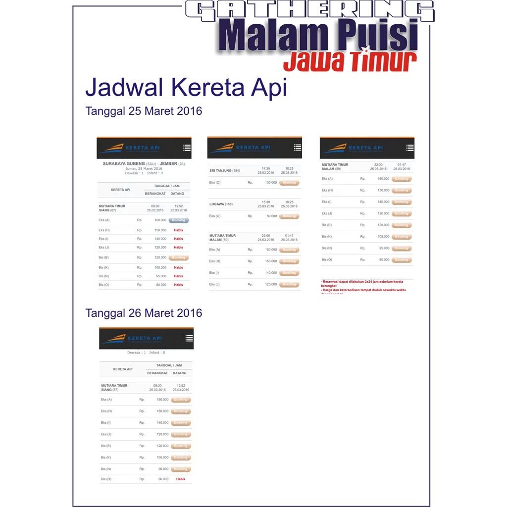 Kurang lebih 2 menuju Gathering Malam Puisi Jatim 2016 di Jember. Ayok ikutan! Kita cecurhatan sambil berpuisi. 😘😚