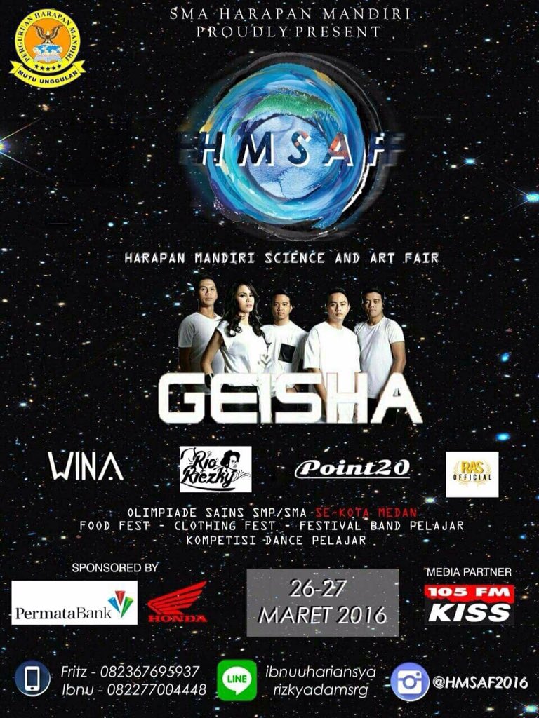 POINTTWENTY's tweet photo. Setelah itu minggu 27 Maret 2016 kita manggung di #HMSAF harapan mandiri,bareng GEISHA sampai ketemu disana! https://t.co/mDanifW9Mm