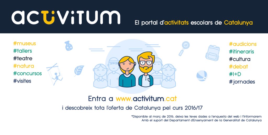 activitum_cat's tweet photo. Busques activitats x fer amb els alumnes fora d l'#escola?Descobreix q estem preparant x tu! #activitum #ITworldEdu https://t.co/lFwg80aI51