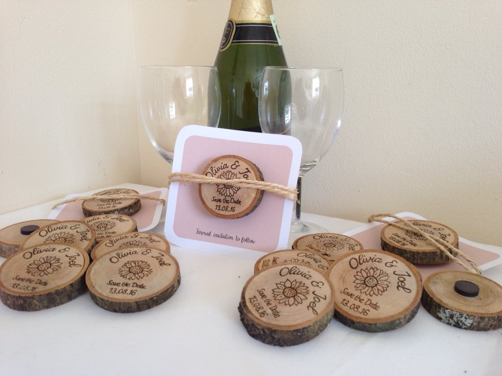 FWBespoke's tweet photo. Latest commission, personalised  save the date log slices https://t.co/hzTIj33v1d