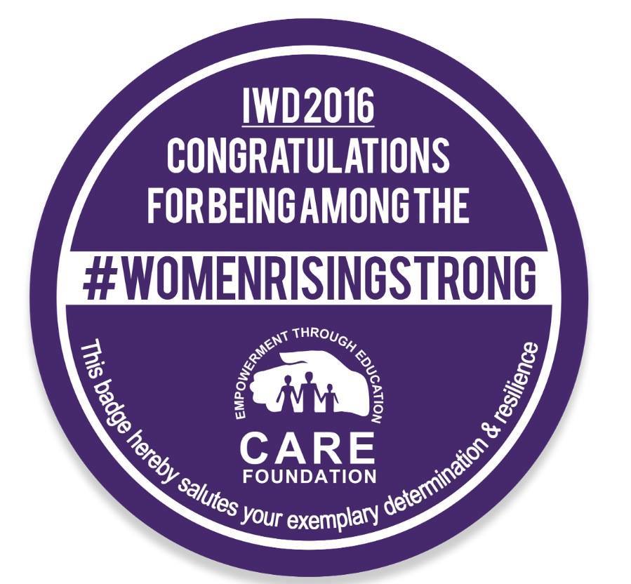 CAREFoundation_'s tweet photo. Retweet the @CAREFoundation3 badge to the inspirational women in your life w/ hashtags #WomenRisingStrong #IWD2016 https://t.co/TIr9RGAJyJ