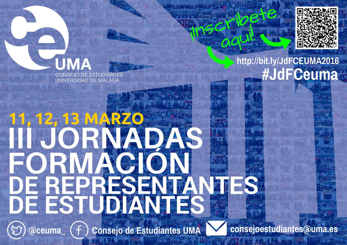 CEC_UMA's tweet photo. La inscripción cierra mañana ¡inscríbete ya! https://t.co/VfOqsL5Vbo
#JdFCeuma https://t.co/glHYF4LmUI