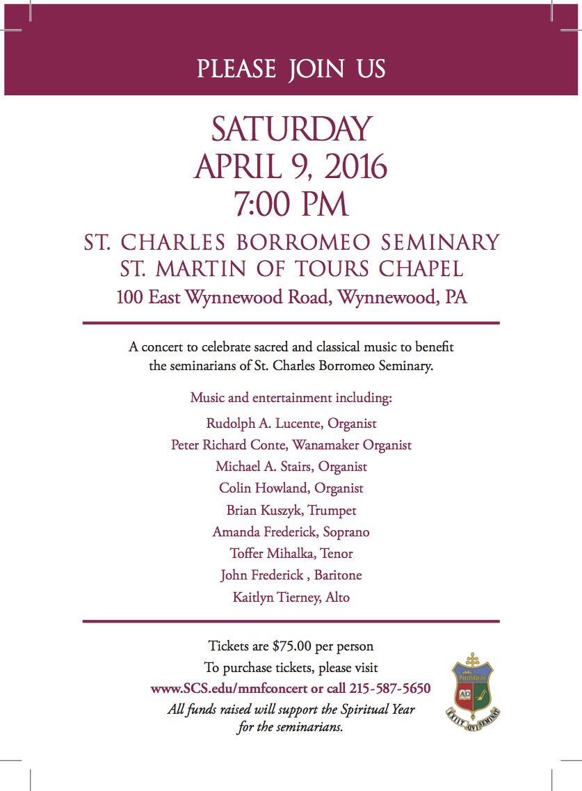 StCharlesSem's tweet photo. Join us on 4/9 for a concert to benefit our Spiritual Year program! https://t.co/TOjA08uHKJ