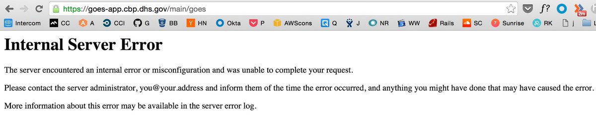 tauebel's tweet image. .@GlobalEntry - I'd love to let you know your site is down but pretty sure you@your.address won't do it. #govttech
