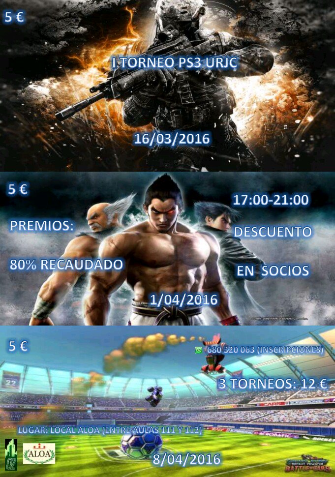 @RiseUpURJC <a href="/PLCulturaURJC/">PorlaCulturaURJC</a> <a href="/unioncampus/">UNION</a> @InfoURJC  <a href="/urjc/">URJC</a> Torneo PS3 Dinero en premios. ¡Más Sorpresas! En Vicálvaro