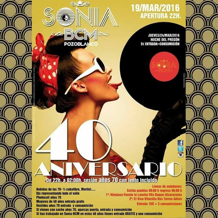 DiscotecaBCM's tweet photo. El proximo 19 de marzo 40 aniversario de @DiscotecaBCM #40AniversarioDiscotecaSoniaBCM https://t.co/sRlcflKgN9