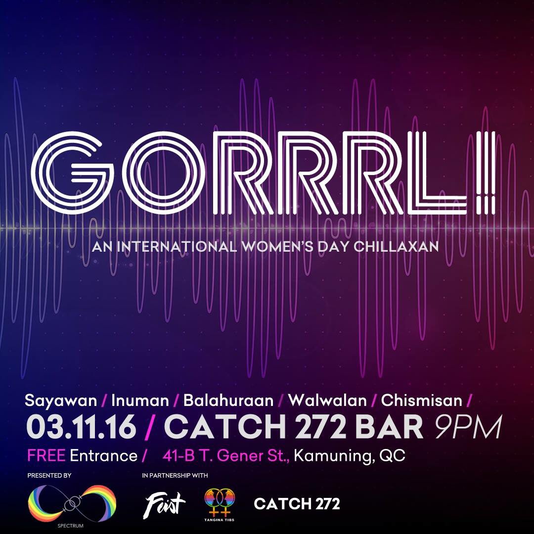 feistmagazine's tweet photo. #GORRRL! Let's hang out on March 11 (FRI), 9PM, at #Catch272 to celebrate #IWD2016!
Details: https://t.co/hmvFXyP7hc https://t.co/v8W9JaaMUO