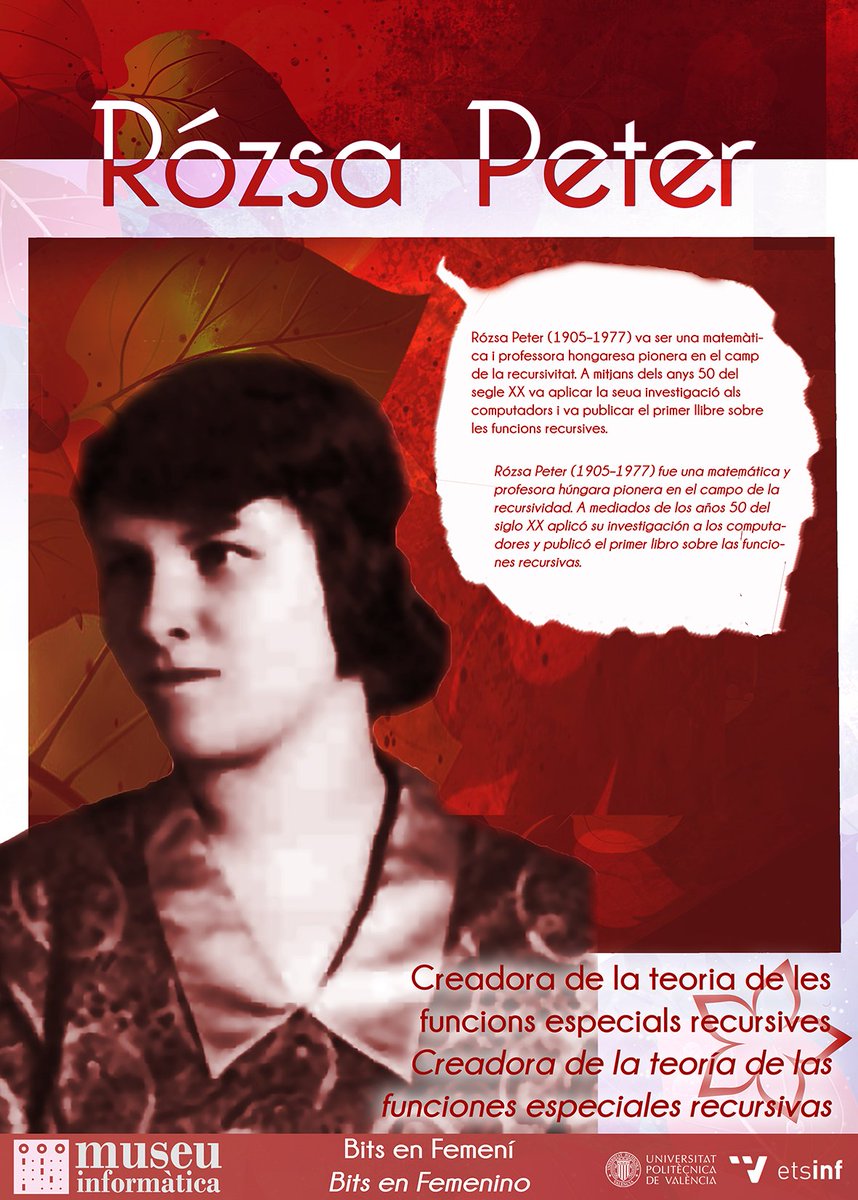 etsinfupv's tweet photo. Una mujer cada hora: Rózsa Peter #Bitsenfemenino #diadeladona #8marzo #WomeninSTEM #girlsinITC #MuseoInf @UPV https://t.co/dcLZpxwXe7