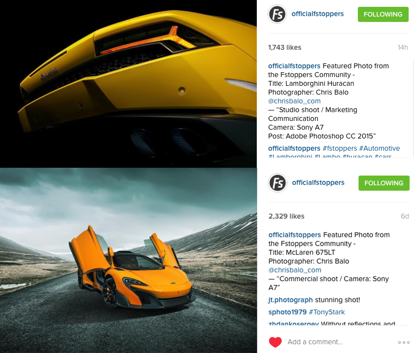 Thank you <a href="/fstoppers/">fstoppers.com</a> for the feature on your Instagram. 🙌