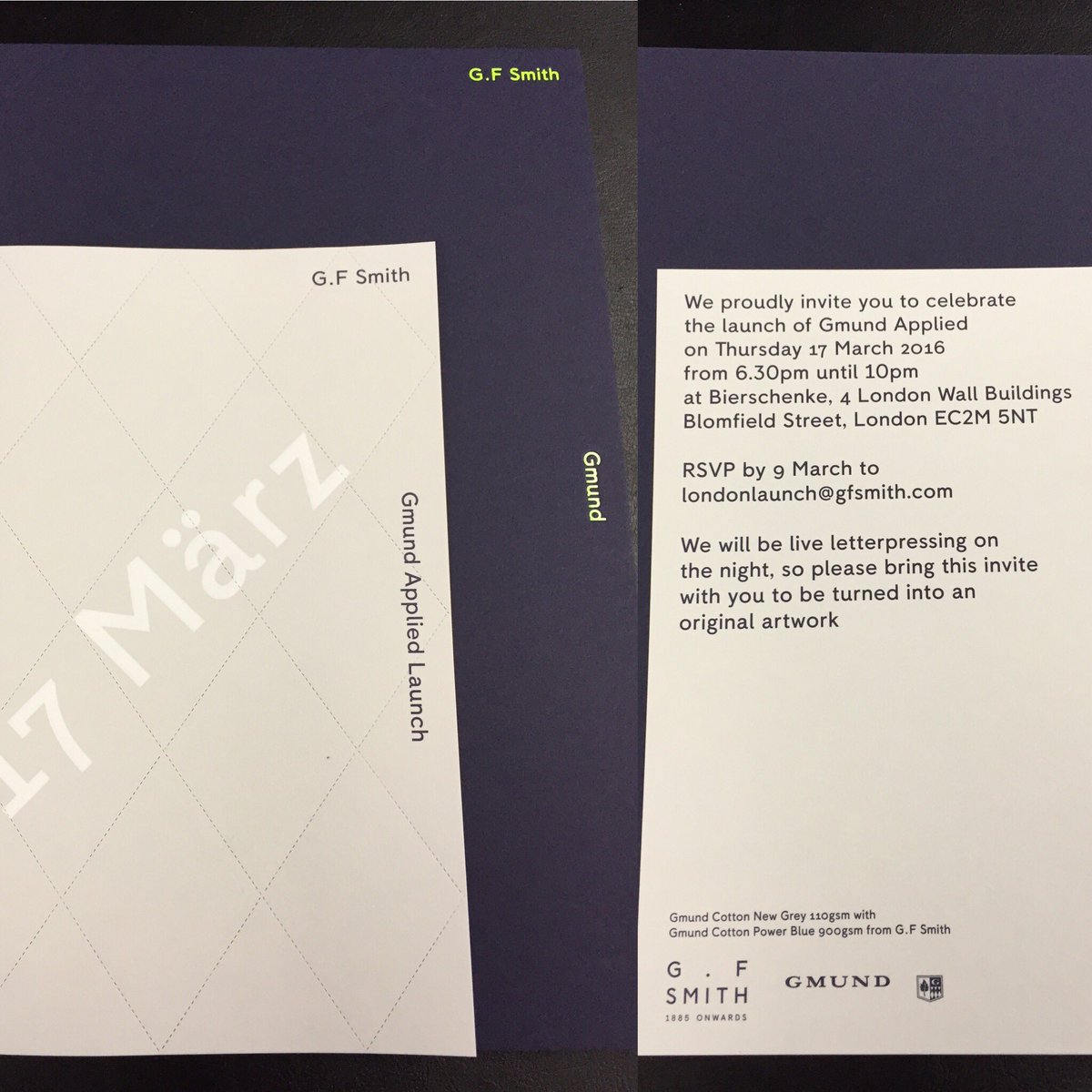 LeycolPrinters's tweet photo. Looking forward to attending @GFSmithpapers event Thursday 17th. @gmundpaper #paper #leycol #creative #colour https://t.co/yQr1hKz6cr