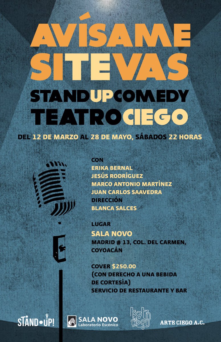 #Estreno #AvísameSiTeVas 12 marzo 22 h #SalaNovo