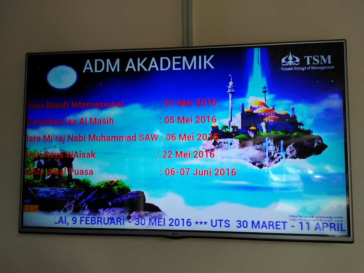 TP_DSS's tweet photo. Technopresent digital signage on stie trisakti - akademik department #technopresent #digitalneversleeps https://t.co/wMP4B6ifeo