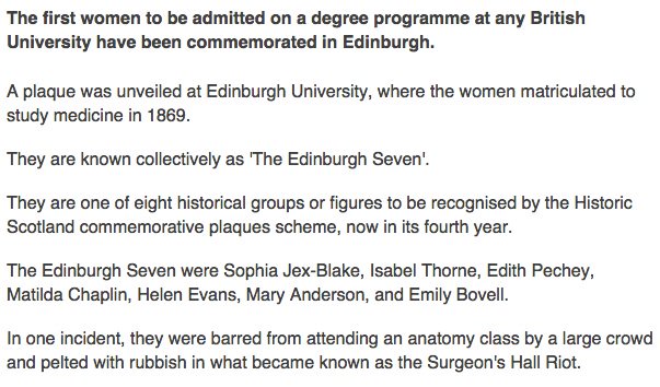 MedCrisis's tweet photo. The Edinburgh Seven: 1st female undergraduates (medicine) in any British Uni
#MedLegends #InternationalWomensDay https://t.co/vyfgfW5y3a