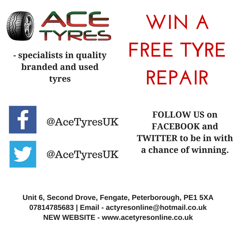 AceTyresUK's tweet photo. WIN A FREE TYRE REPAIR - Follow and Retweet this to be entered in our prize draw. #tyres #peterborough #prize #draw https://t.co/uXXvpAbPfp