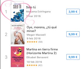 MoruenaE's tweet image. ¡¡Que emoción!! SOLO TÚ EL NÚMERO 1 DE ROMÁNTICA  de ITUNES!! Y EL 3º en general!! muchas gracias !!
