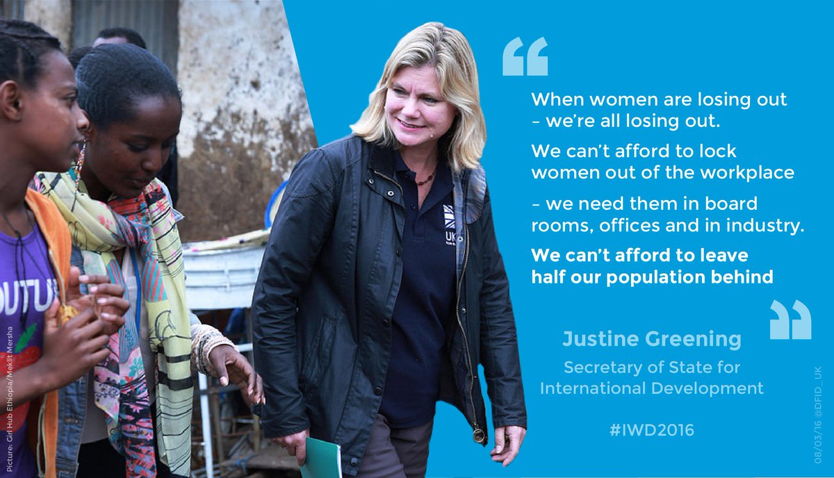 DFID_UK's tweet image. The world can’t wait for women’s empowerment.

@JustineGreening&apos;s #IWD2016 speech: ow.ly/ZdL8U