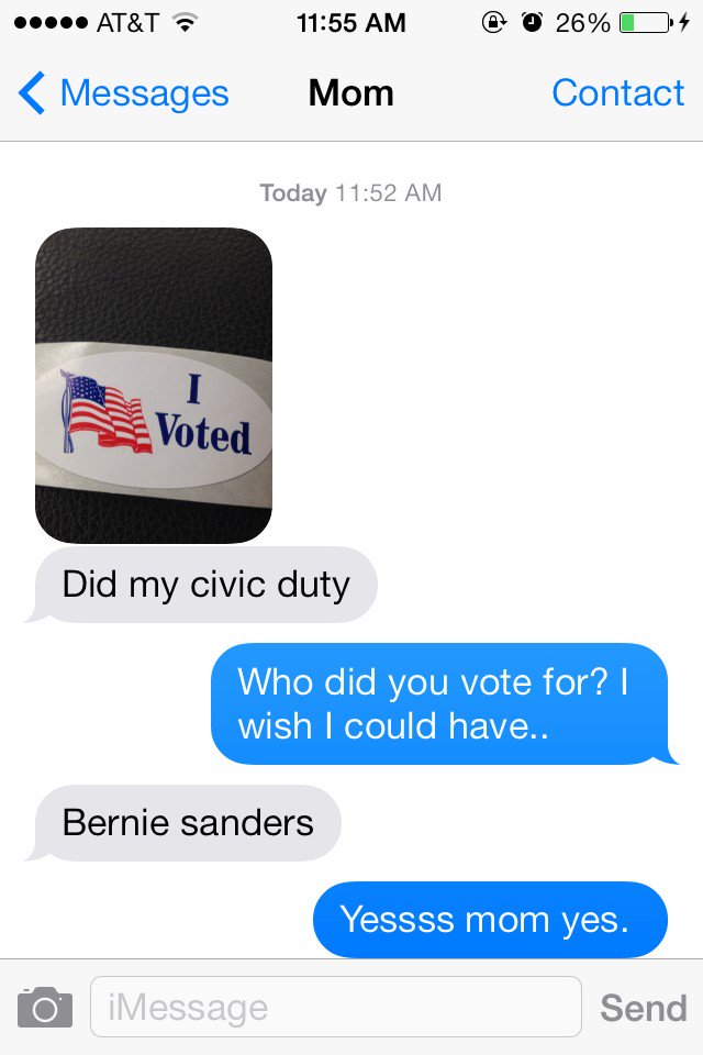 morgan_barrow's tweet photo. She's feelin the #bern #Bernie2016 https://t.co/YKLNaVWr2m